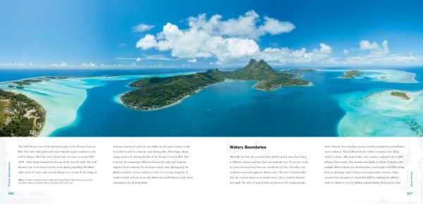 An internal page of the Ocean Endangered book, showcasing text and illustrations related to marine conservation.